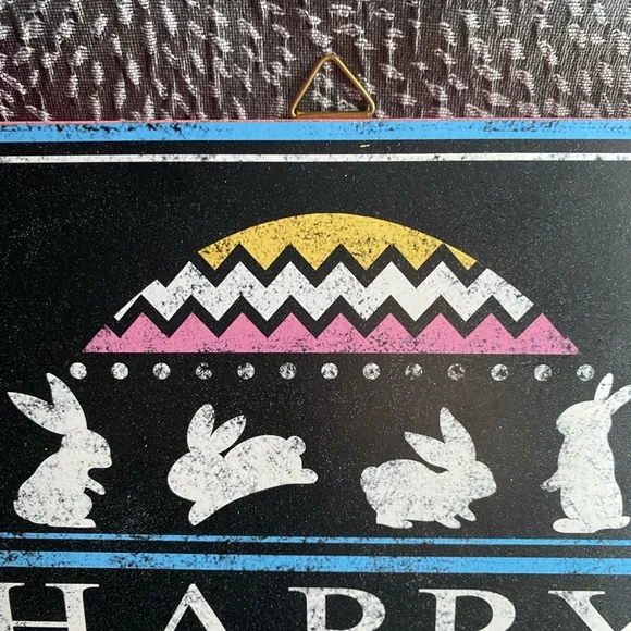 Colorful Easter Sign with Bunnies and Eggs - Picture 2 of 3